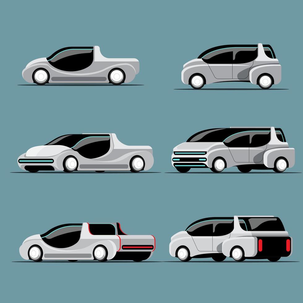 Set of Hitech cars in modern design vector