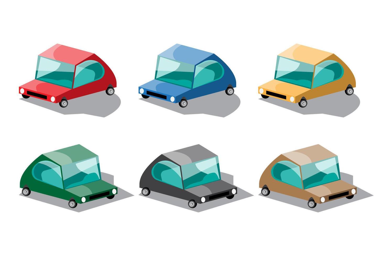 Set of multi colors of fancy cars in cartoon design vector