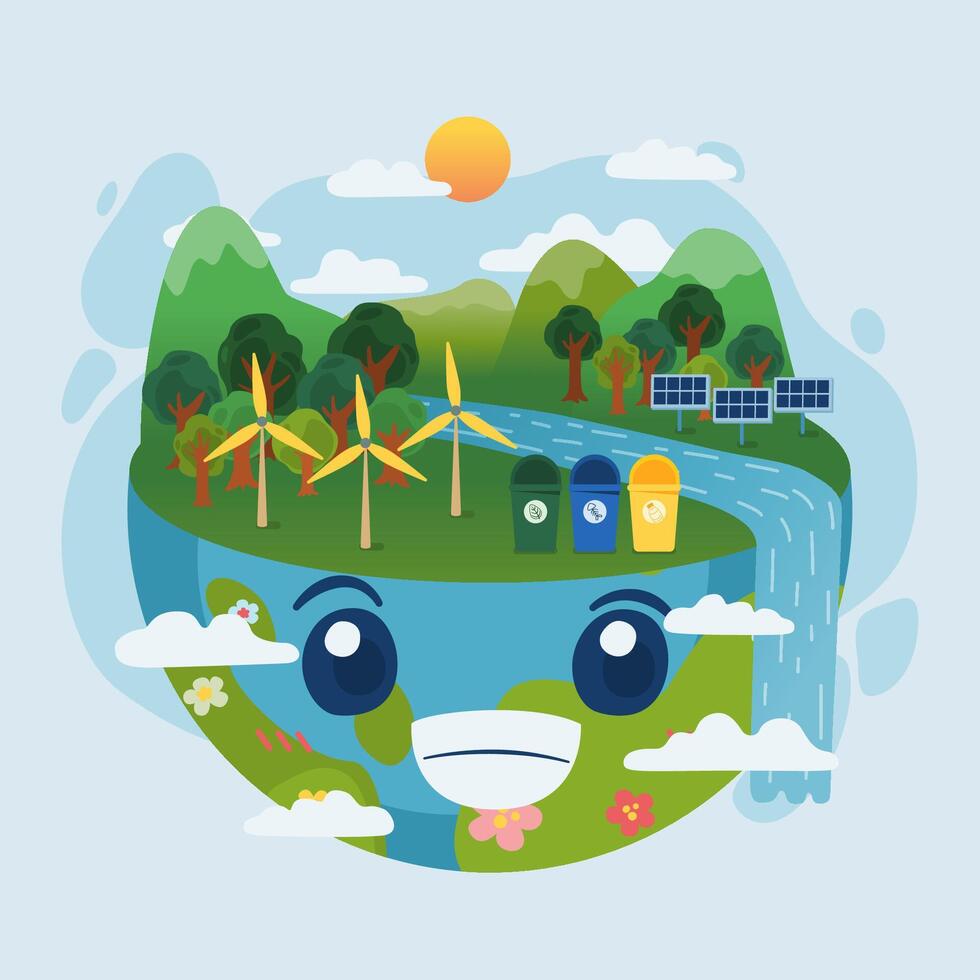 Happy Earth day and World environment day renewable Energy vector