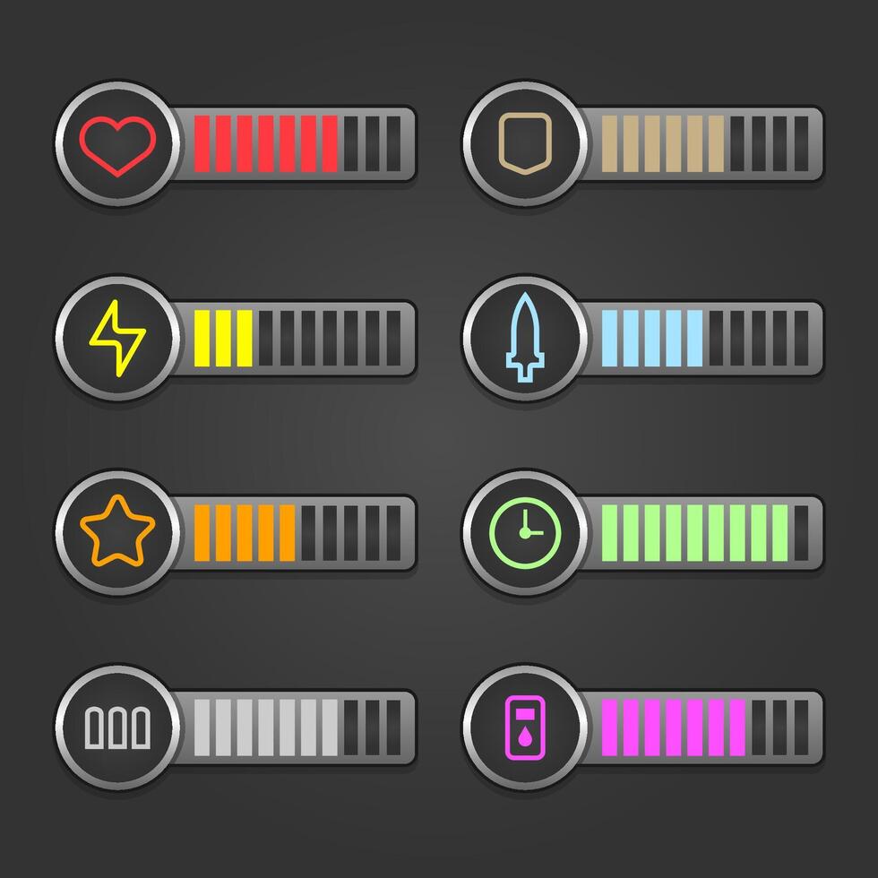 Game status and power count set vector