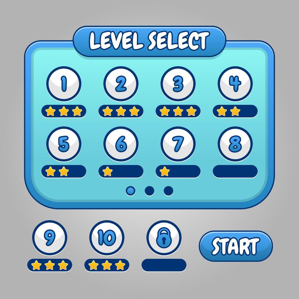 level select botton of game with blue screen theme 2884313 Vector Art