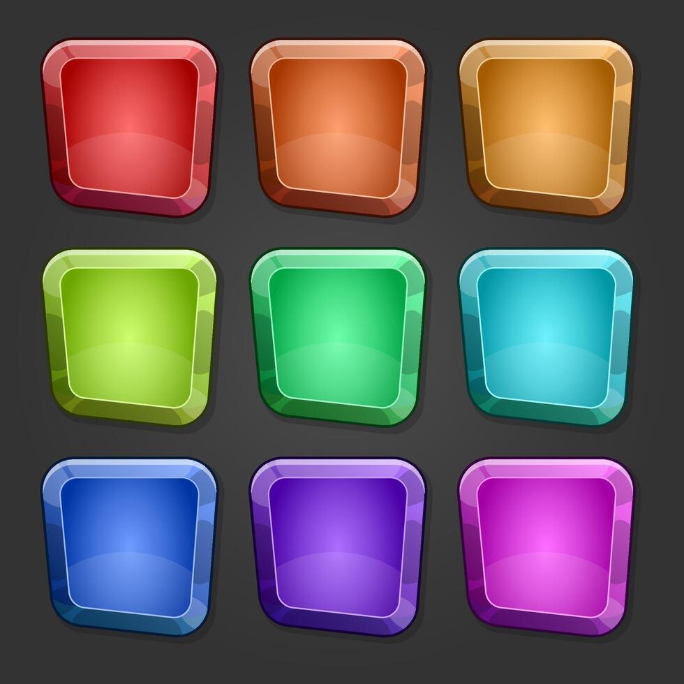 Colorful square buttons with cartoon design vector