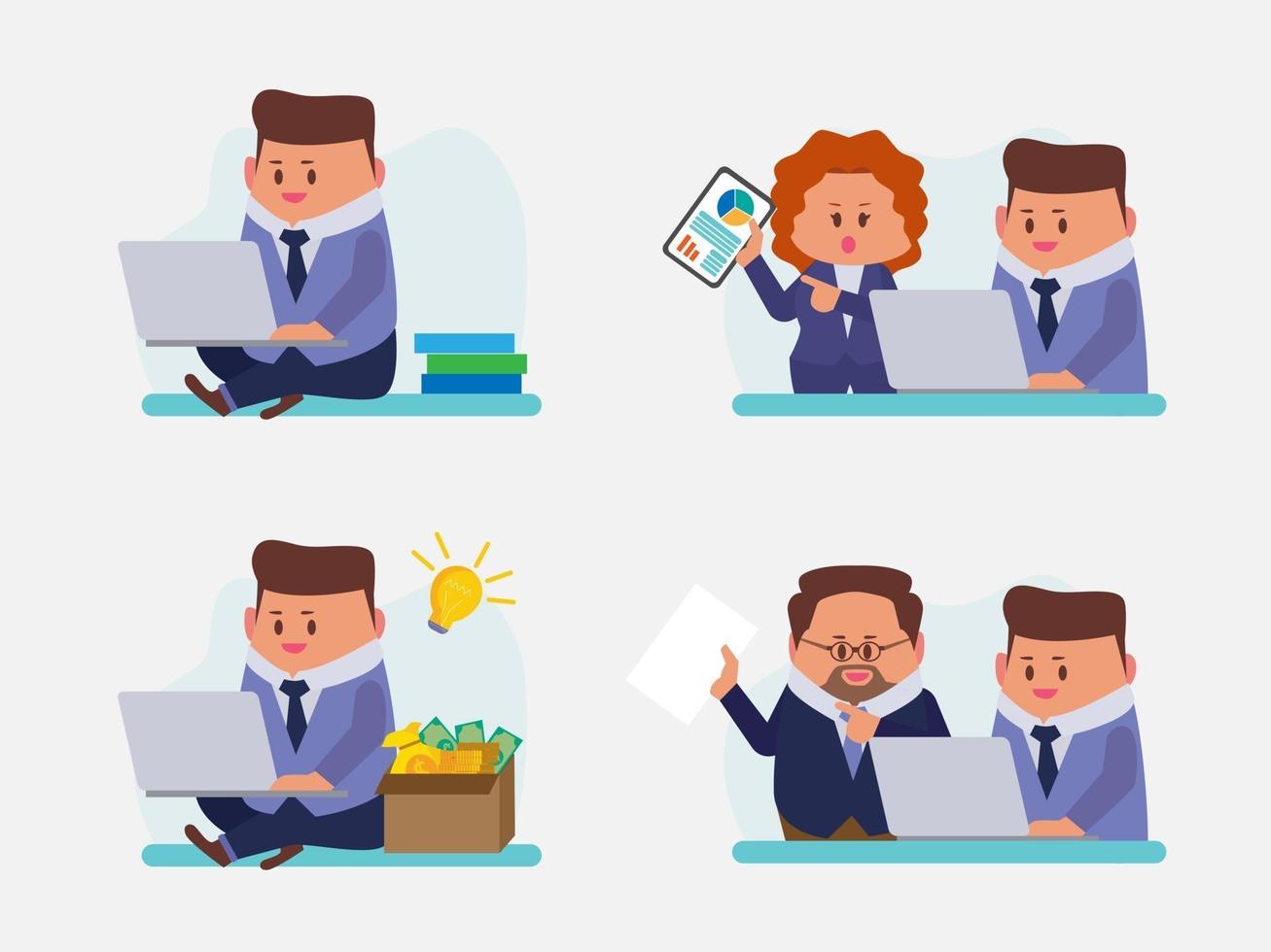 Set of Businessperson work at home and teamwork in office vector