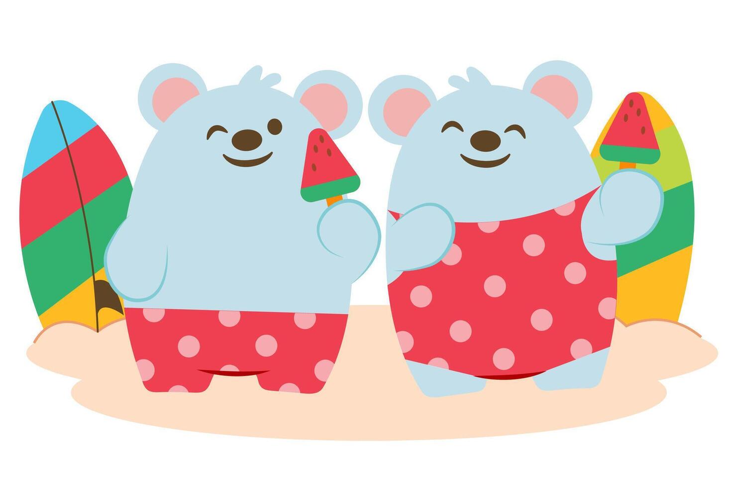Rat lover enjoy with fruit ice-cream stick on beach vector