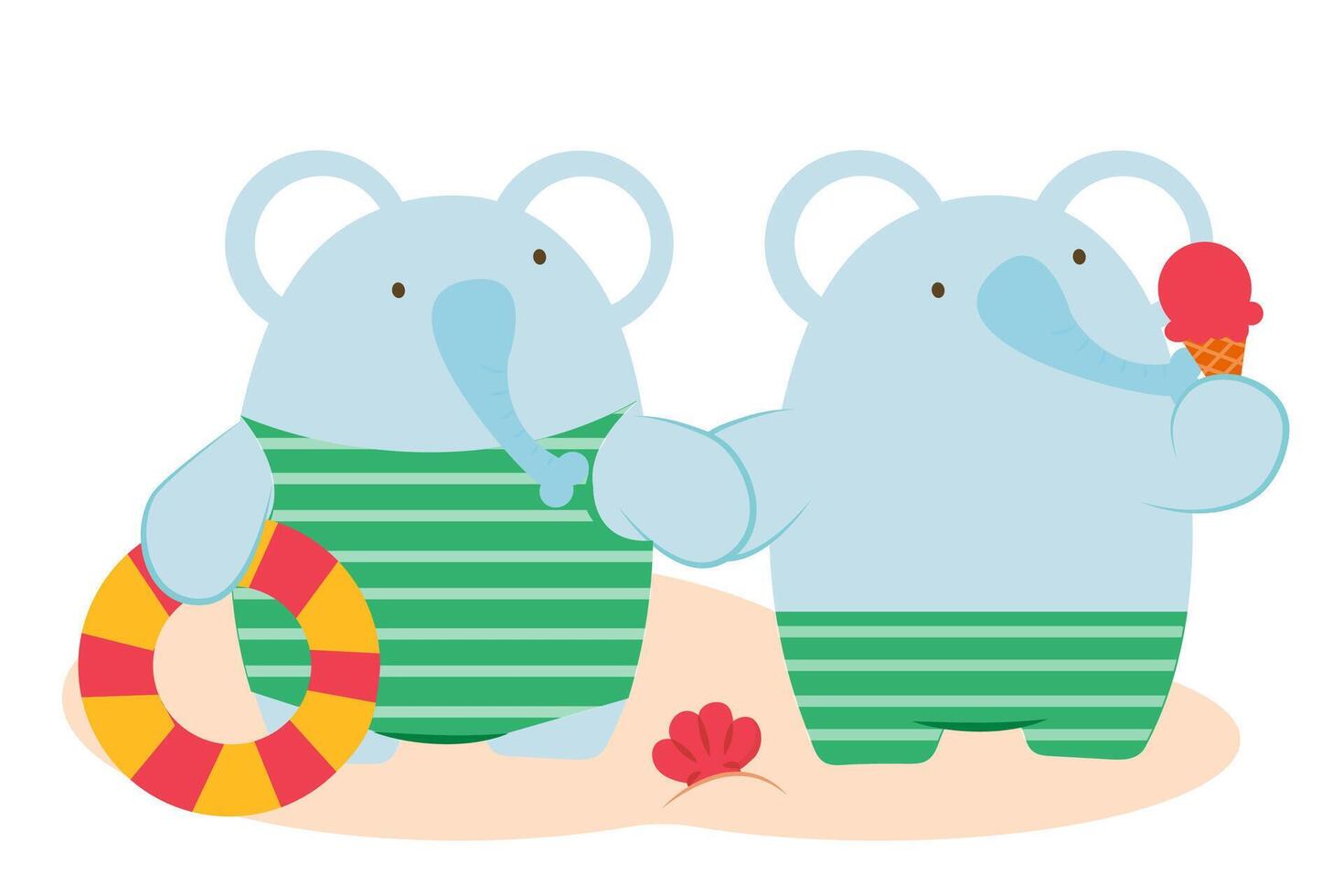 Elephant couple relax on the beach vector