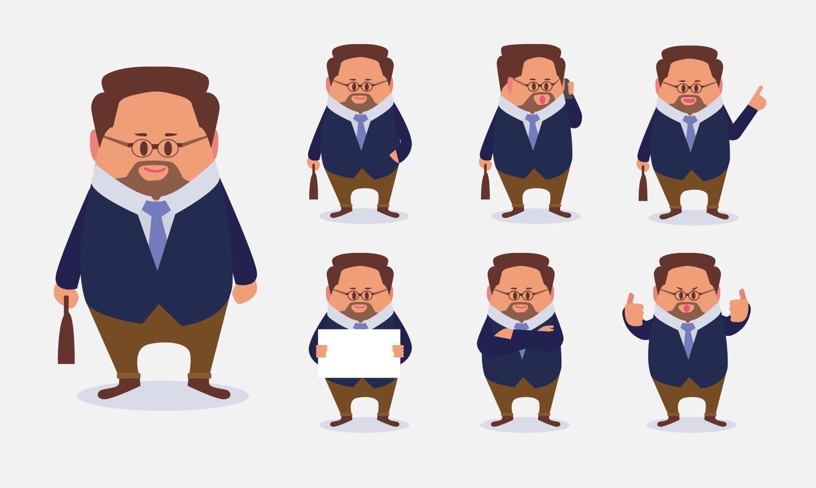 Set of Businessman in different poses cartoon vector