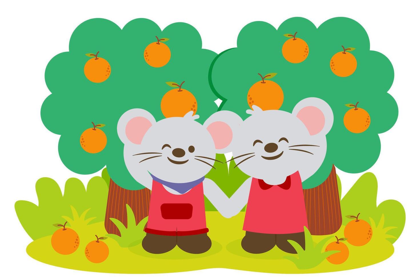 Rat lover collect orange fruits in farm vector