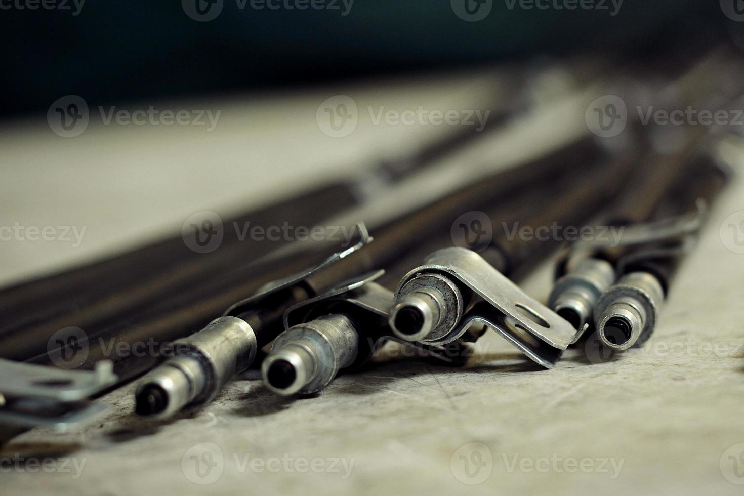 hose of brake cable. pneumatic connections between truck and lorry, Air pressure hoses coupling a truck with a trailer. photo