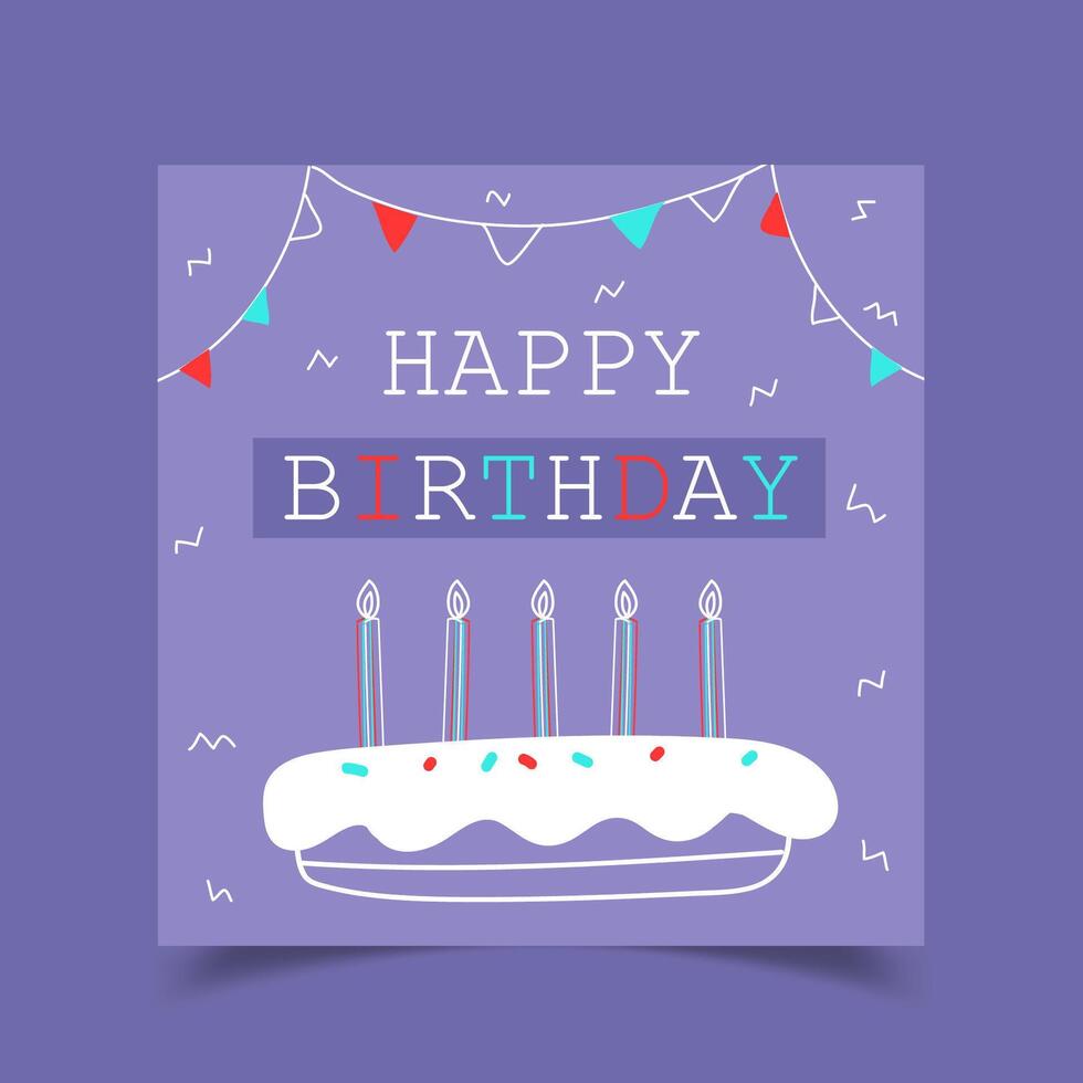 happy birthday card decorated vector
