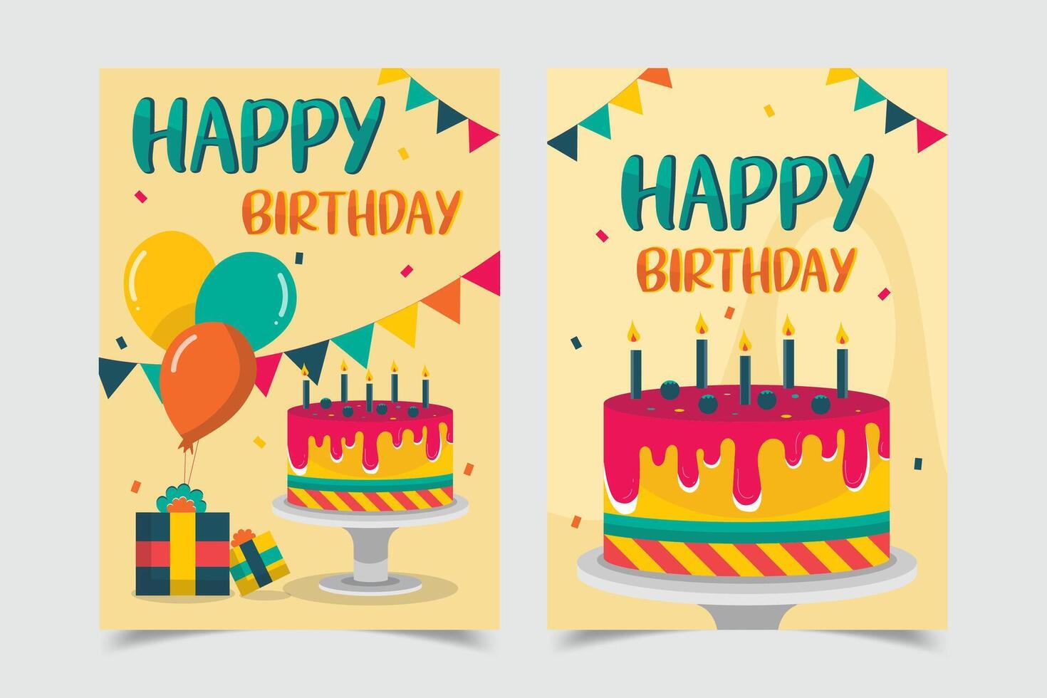 happy birthday card decorated vector