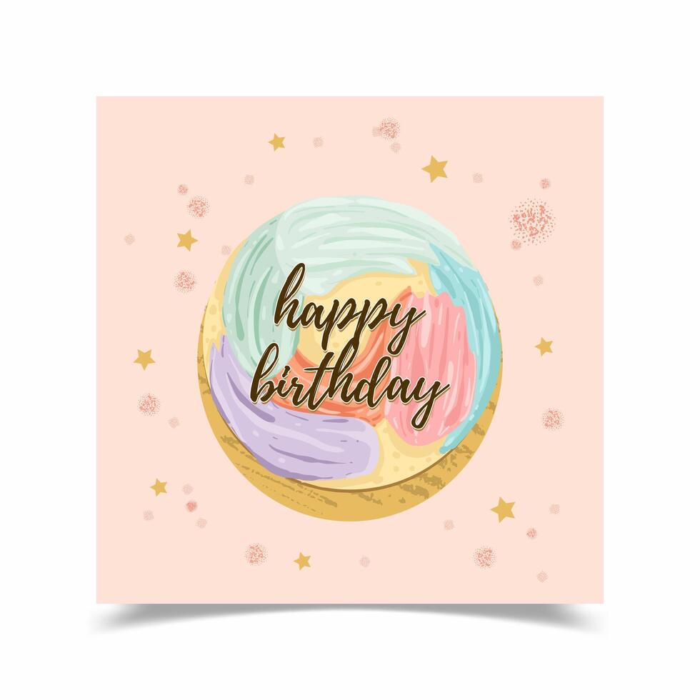 Happy birthday card decorated with cake pictures vector