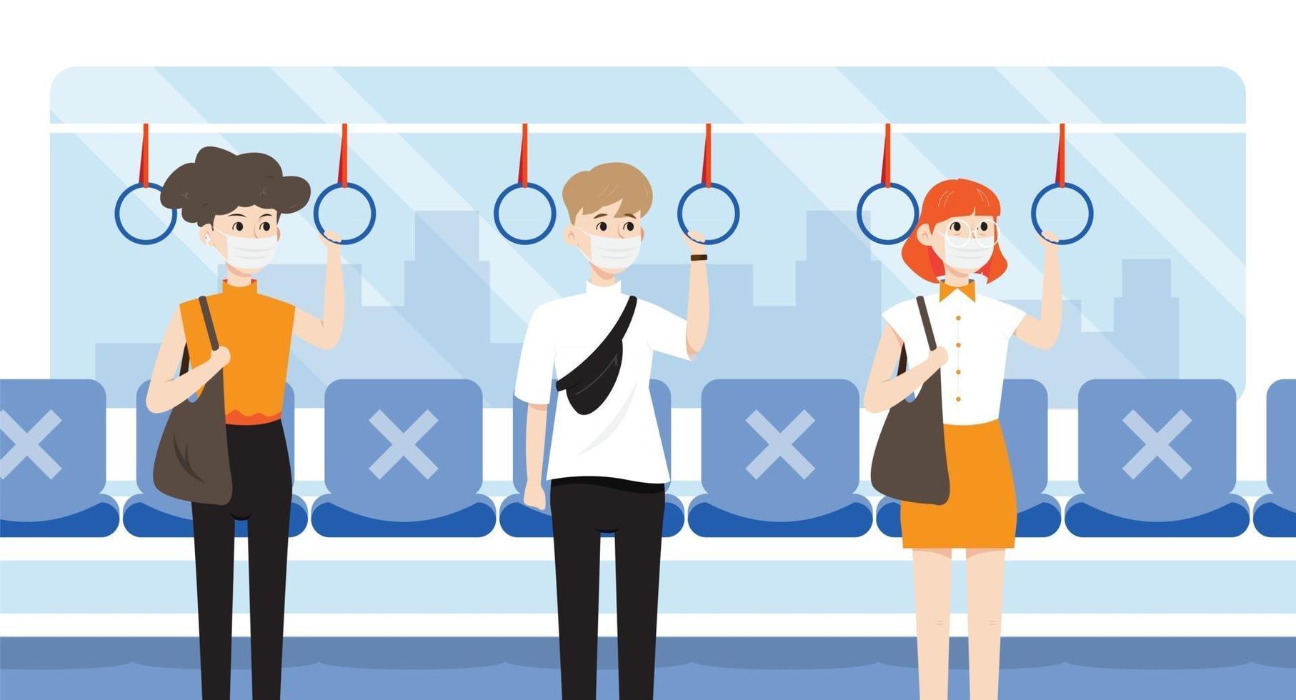 social distancing on the train vector