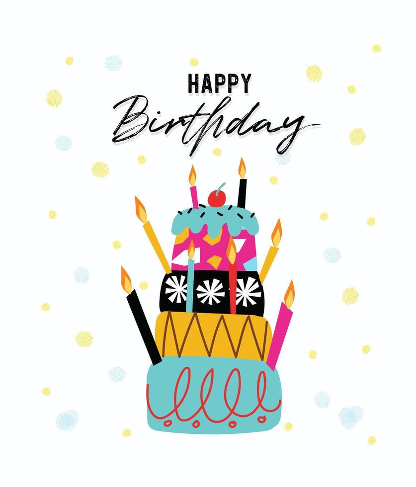 Happy birthday card decorated with cake pictures 2884981 Vector Art at ...