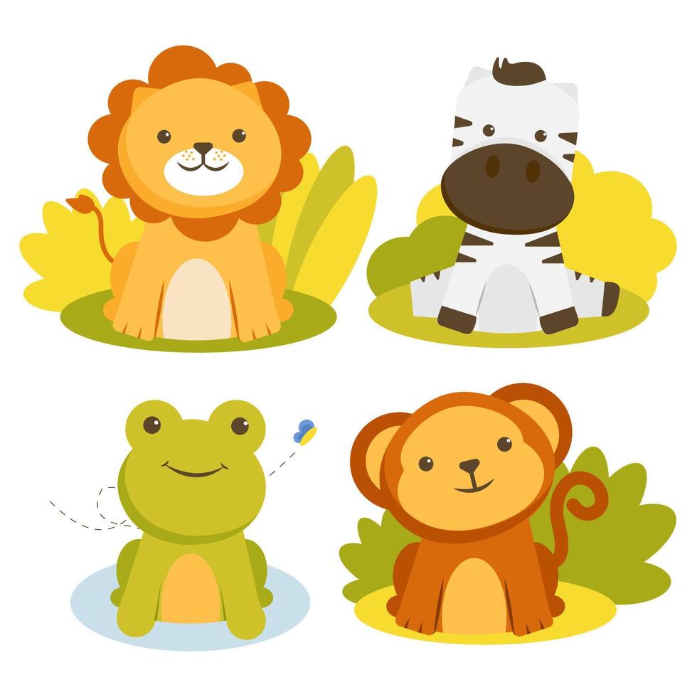 conjunto de dibujos animados de animales vector