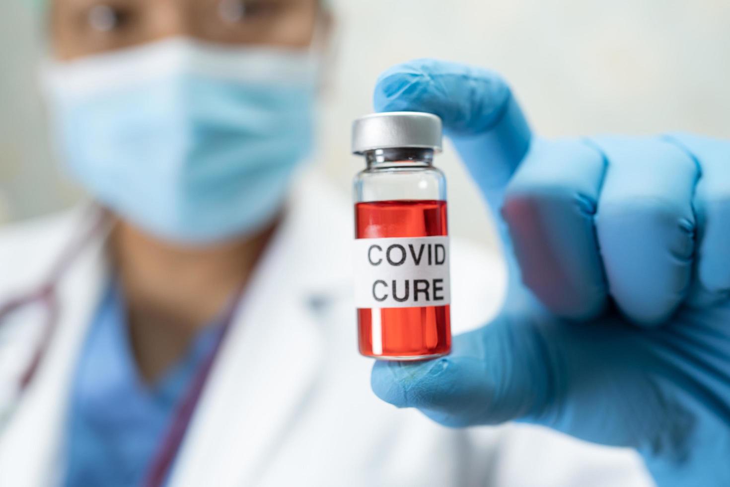 Covid-19 coronavirus vaccine development medical for doctor use to treat illness patients at hospital. photo
