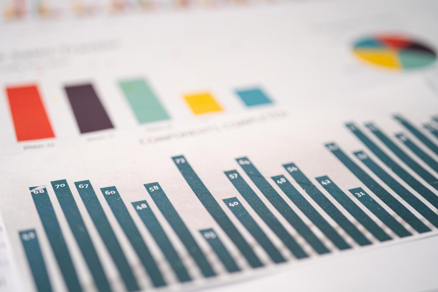 tablas de papel cuadriculado. desarrollo financiero, cuenta bancaria, estadísticas, economía de datos de investigación analítica de inversión, concepto de reunión de empresa de oficina de negocios de bolsa de valores. foto