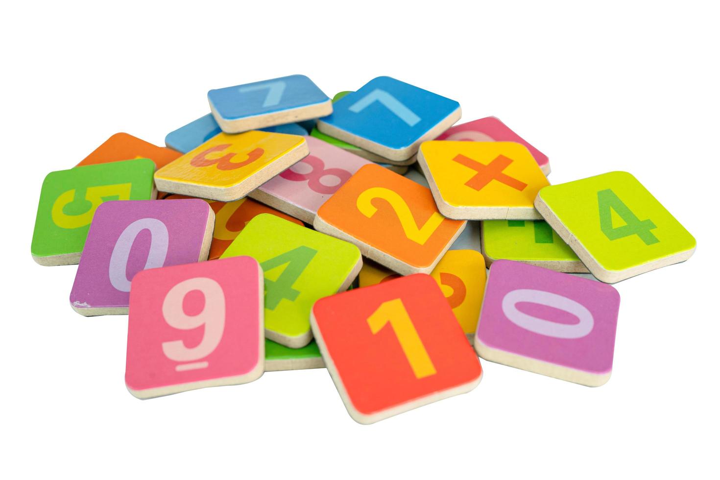 Math number colorful on white background, education study mathematics learning teach concept. photo