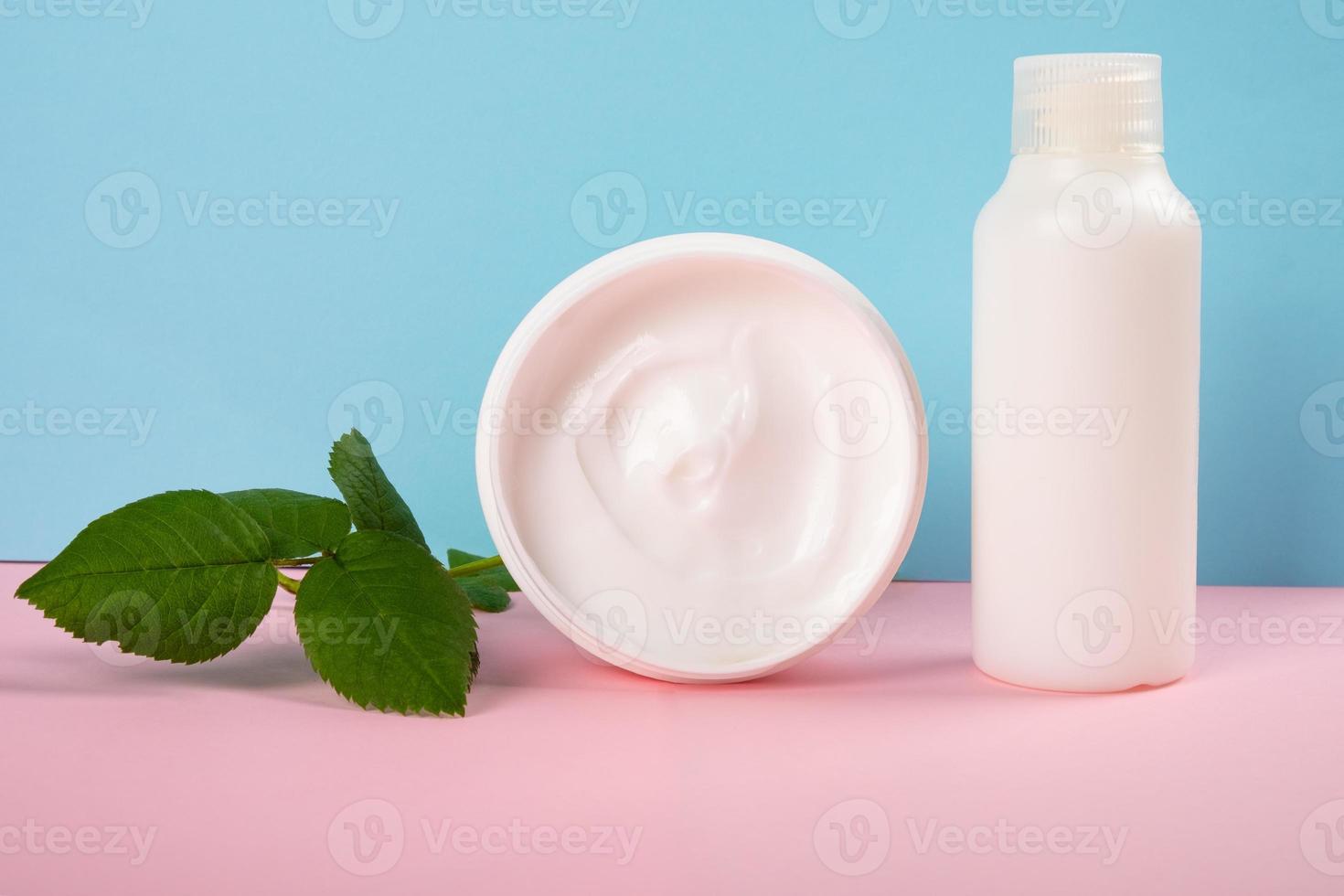 cream cosmetics with rose extract beauty skin care photo