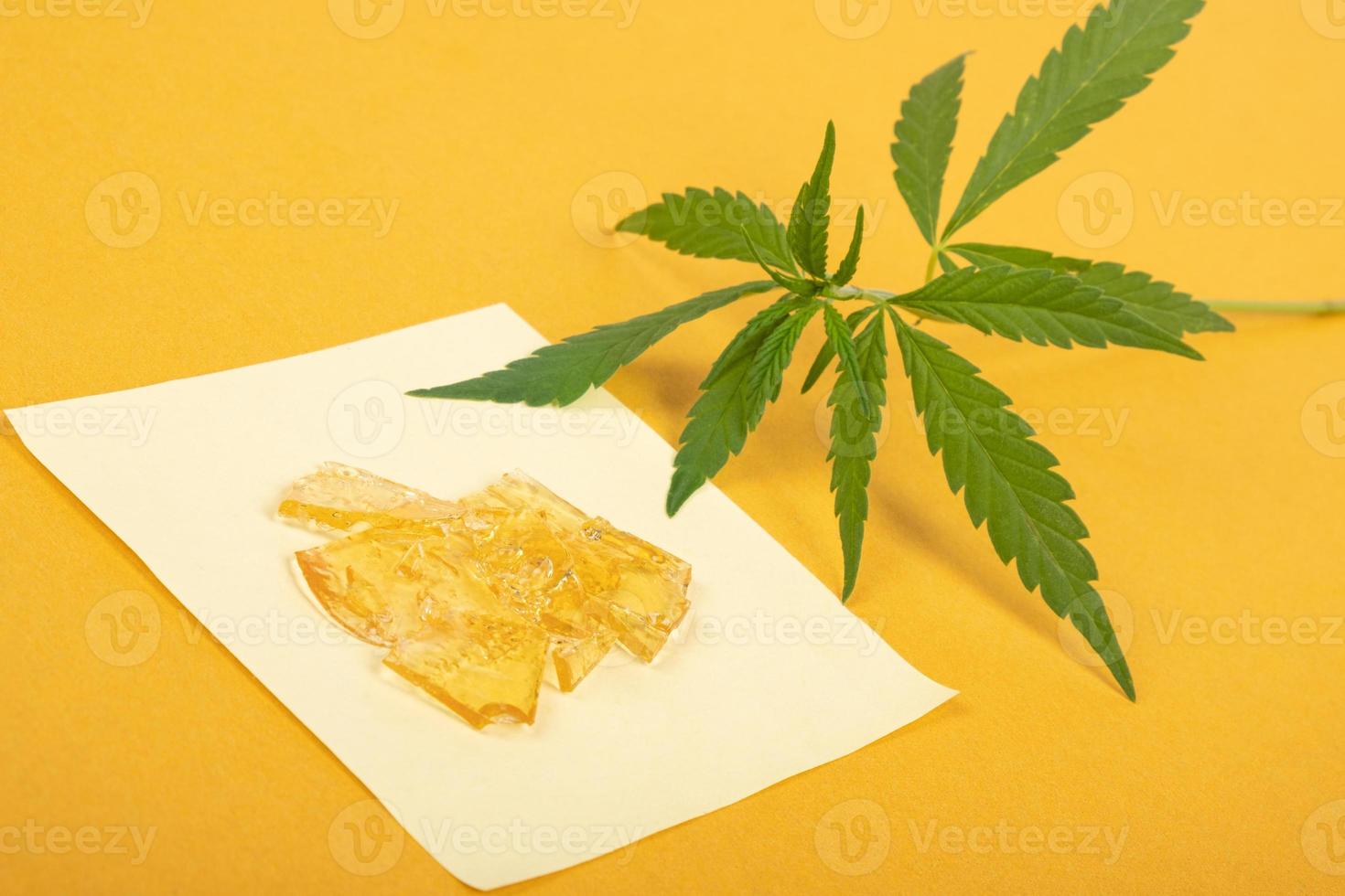 pieces of yellow cannabis wax, marijuana concentrate high in THC photo