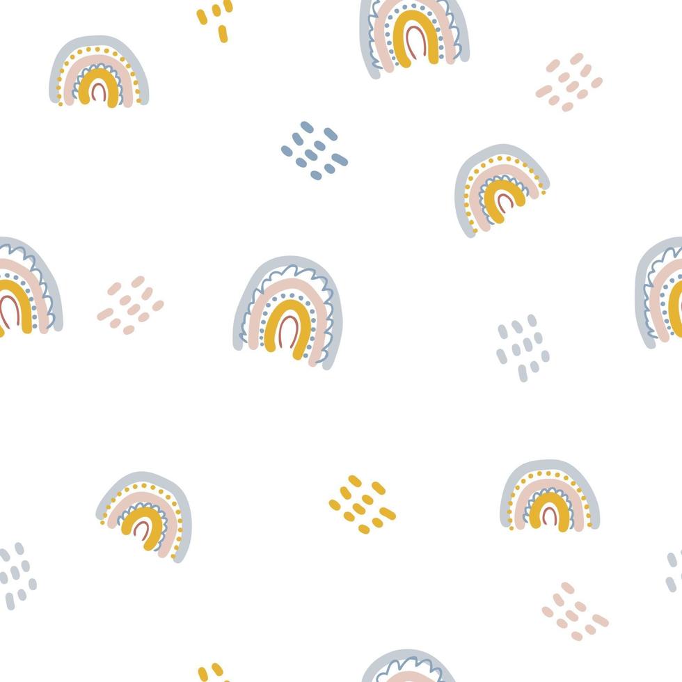 Pastel color seamless pattern rainbows and drops vector