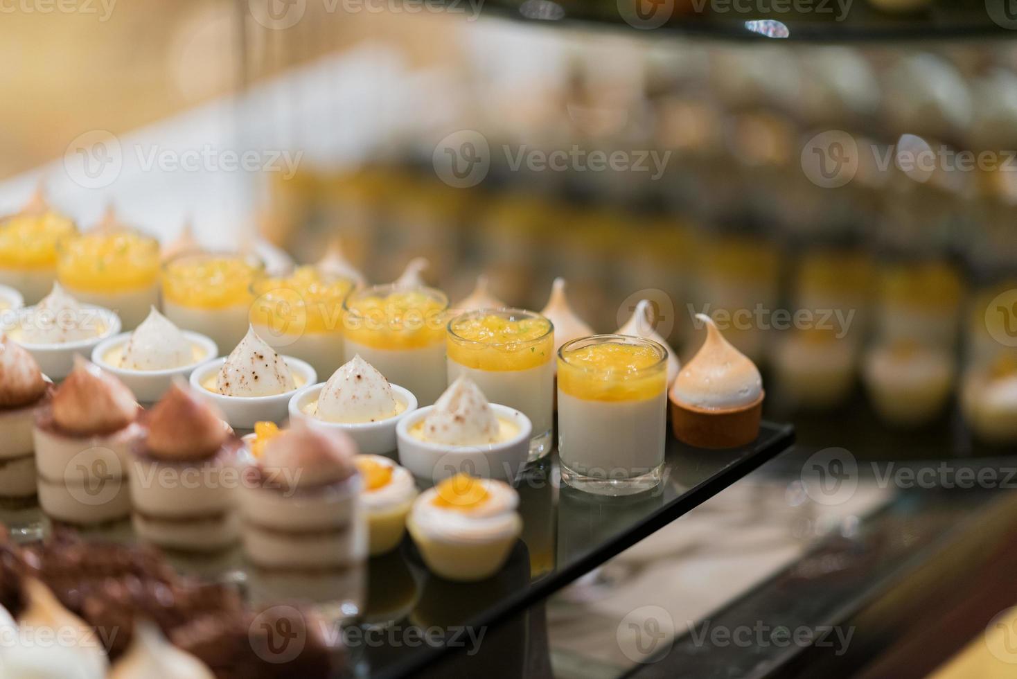 Catering food, dessert and sweet, mini canapes, snacks and appetizers, food for the event, sweetmeat photo