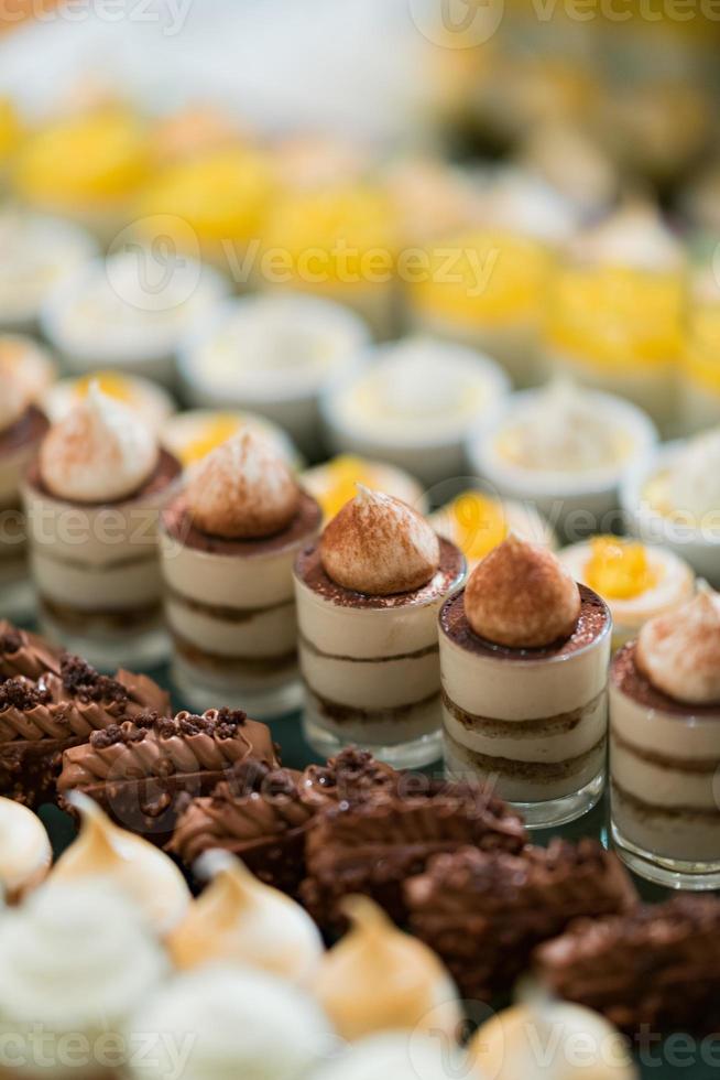 Catering food, dessert and sweet, mini canapes, snacks and appetizers, food for the event, sweetmeat photo