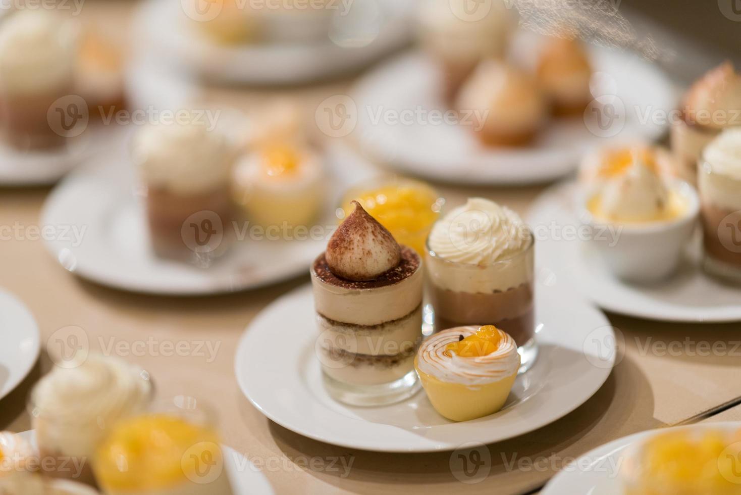 Catering food, dessert and sweet, mini canapes, snacks and appetizers, food for the event, sweetmeat photo