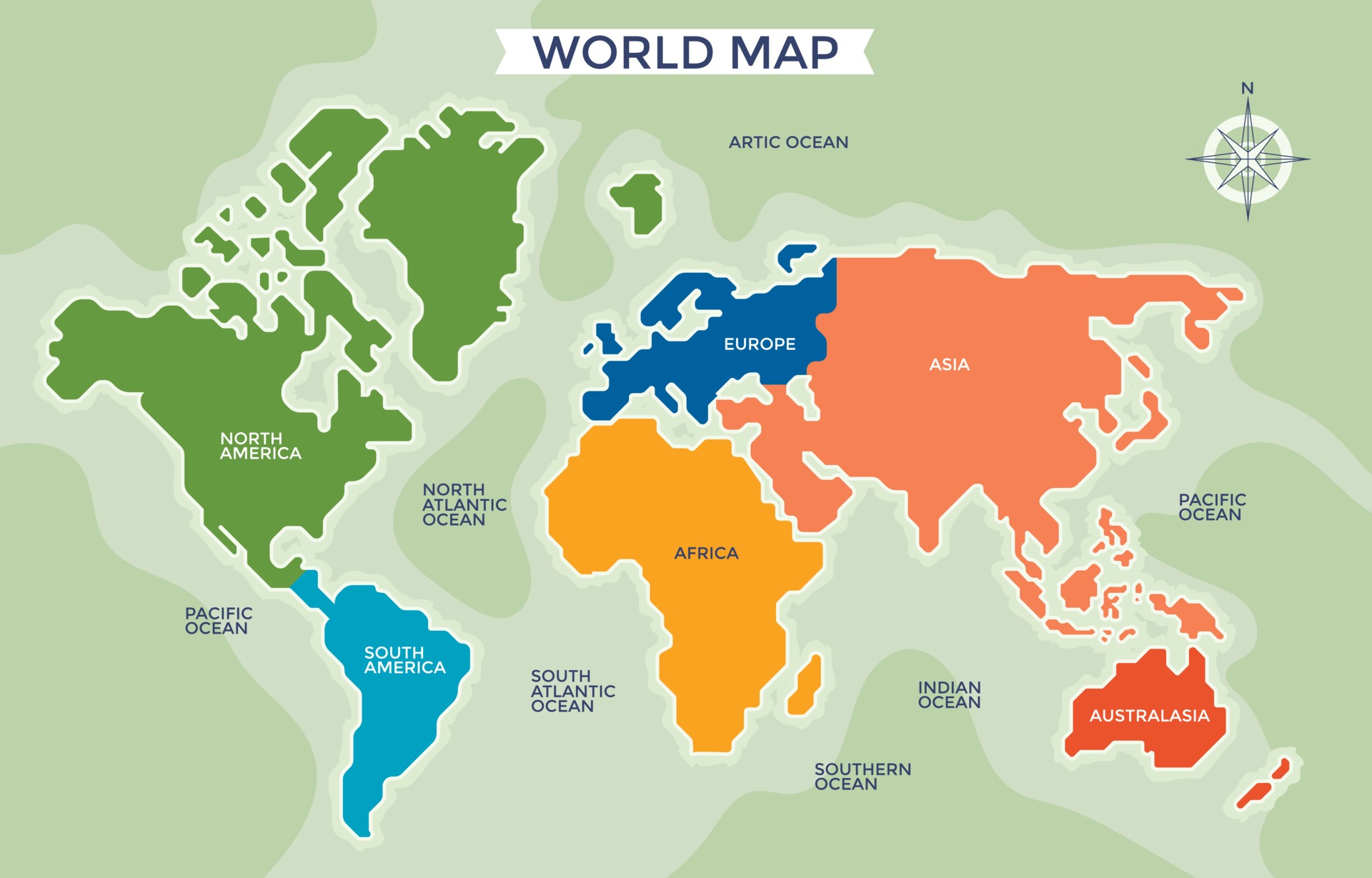 Map Divided By Continents Simplified World Map Divided Six Continents 2886433 Vector Art At Vecteezy