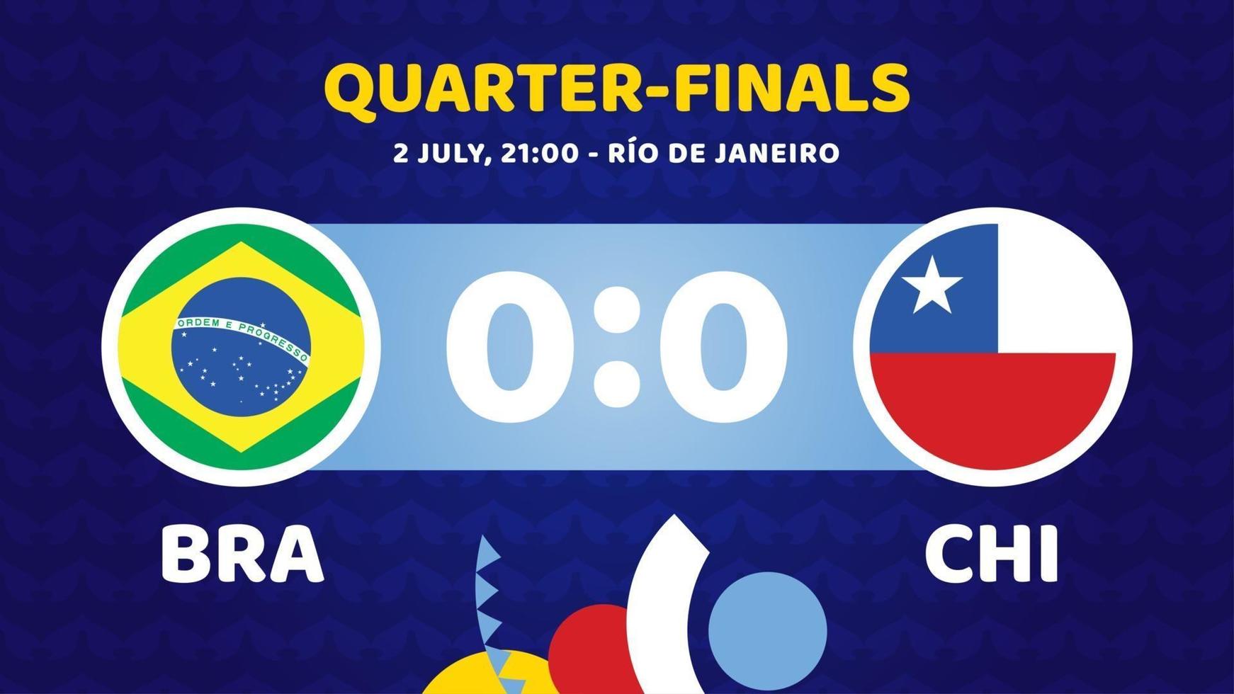 Brasil vs Chile partido ilustración vectorial campeonato de fútbol 2021 vector
