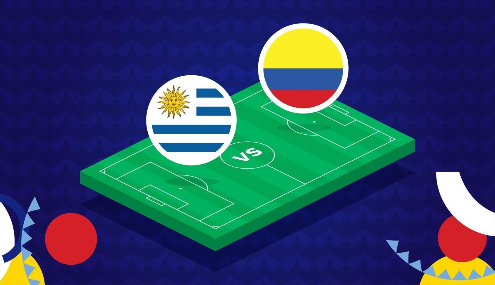 Uruguay vs Colombia match vector illustration Football 2021 championship