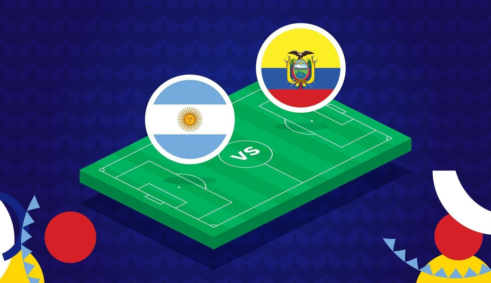 Argentina vs ecuador partido ilustración vectorial campeonato de fútbol 2021 vector