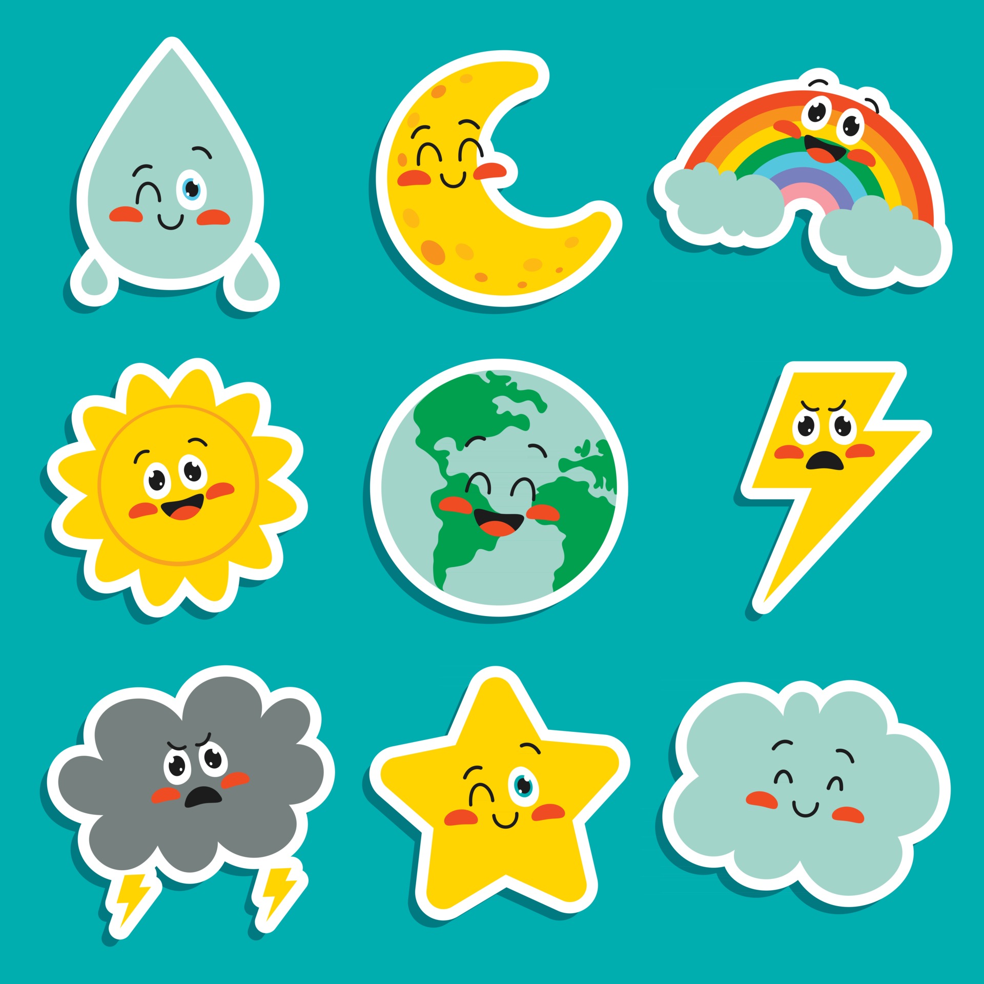 Cute Cartoon Weather Characters Posing 2886464 Vector Art at Vecteezy Cute Cartoon Weather Characters Posing 2886464 Vector Art at Vecteezy