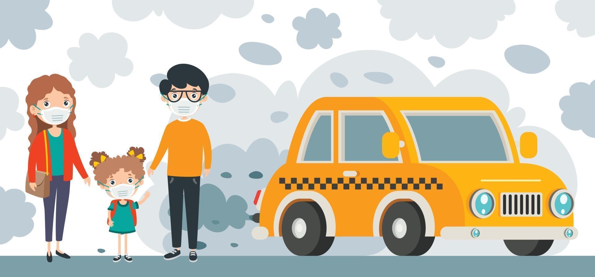 Concept Drawing Of Air Pollution vector