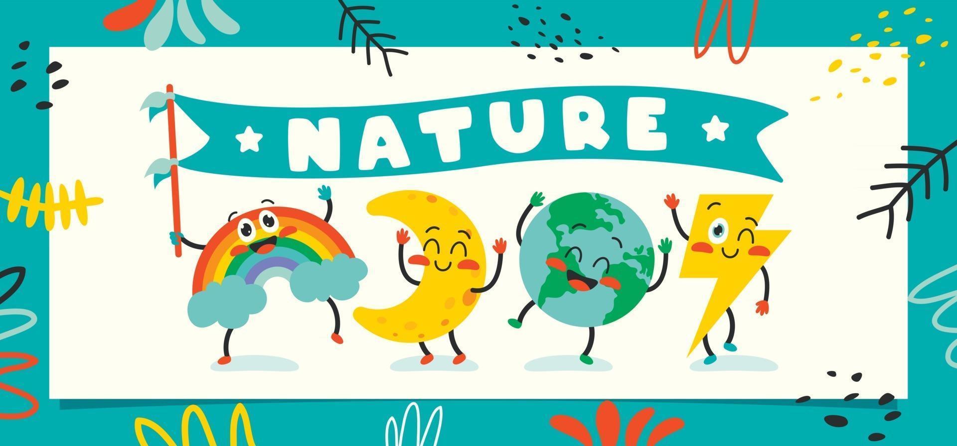 Cute Cartoon Weather Characters Posing vector