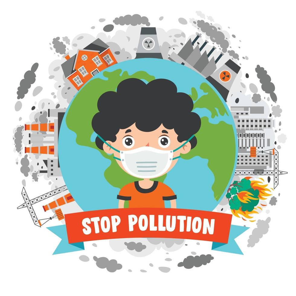 Concept Drawing Of Air Pollution vector