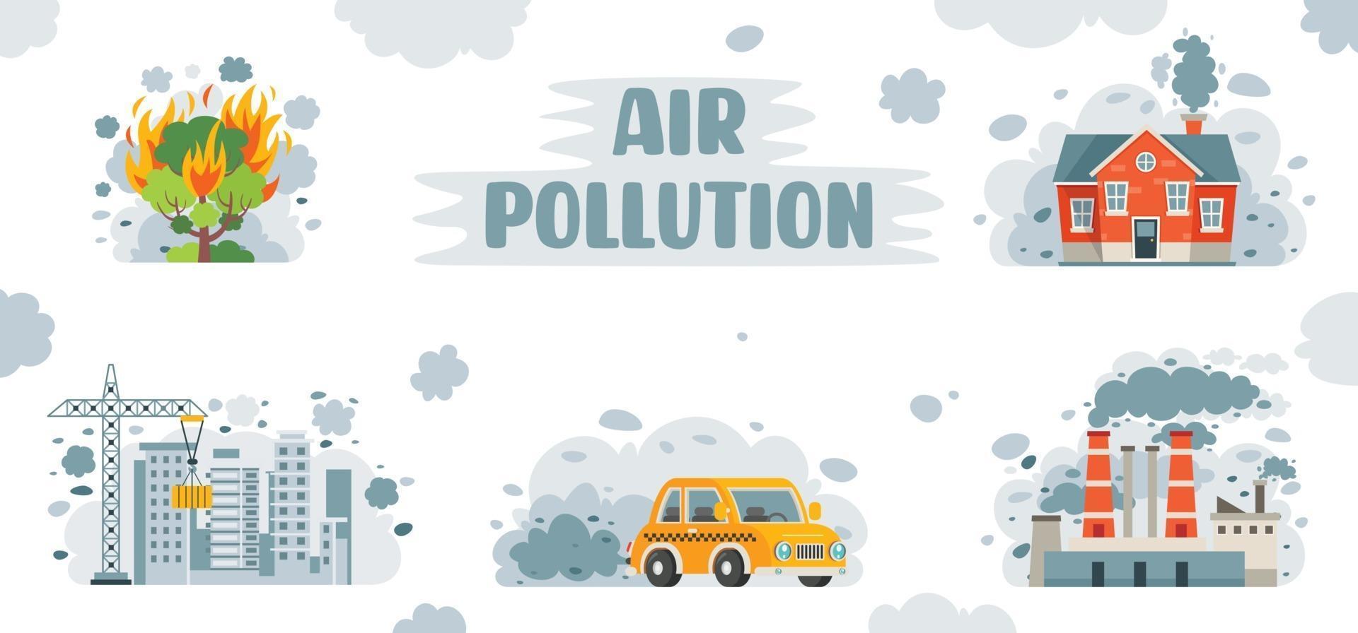 Concept Drawing Of Air Pollution vector