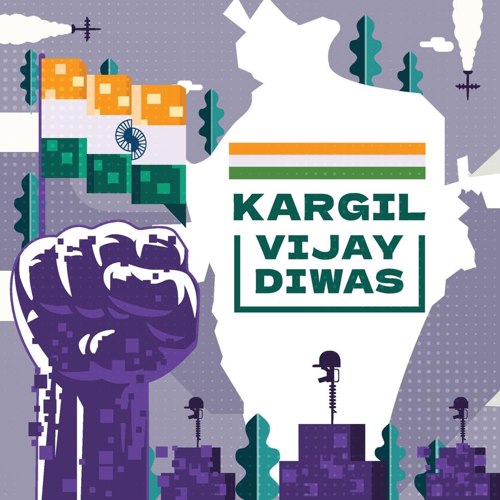 Kargil Vijay Diwas Composition Pixelate Concept vector