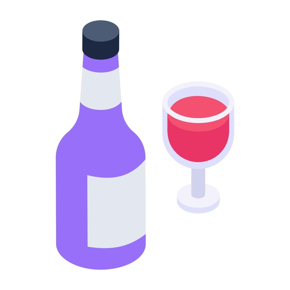 Wine Bottle  with  Glass vector