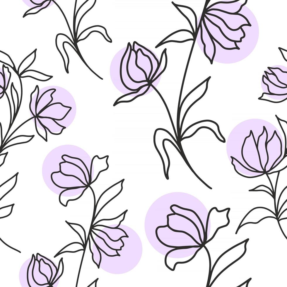 Pattern with flowers and spots vector illustration