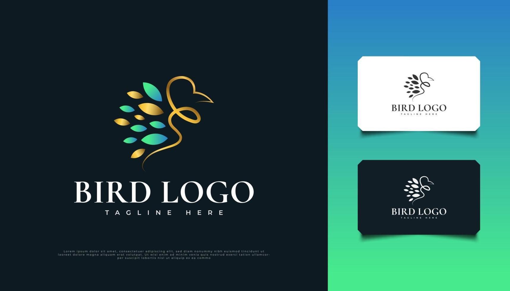 Luxury Bird Logo Design in Blue and Gold vector