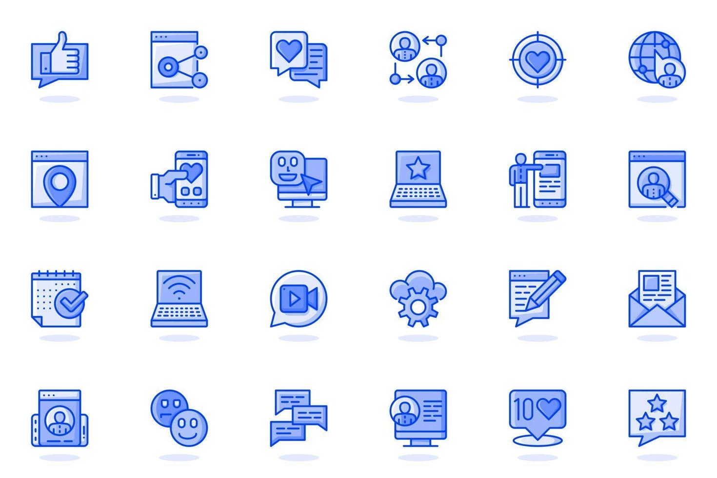 Social network web flat line icon vector