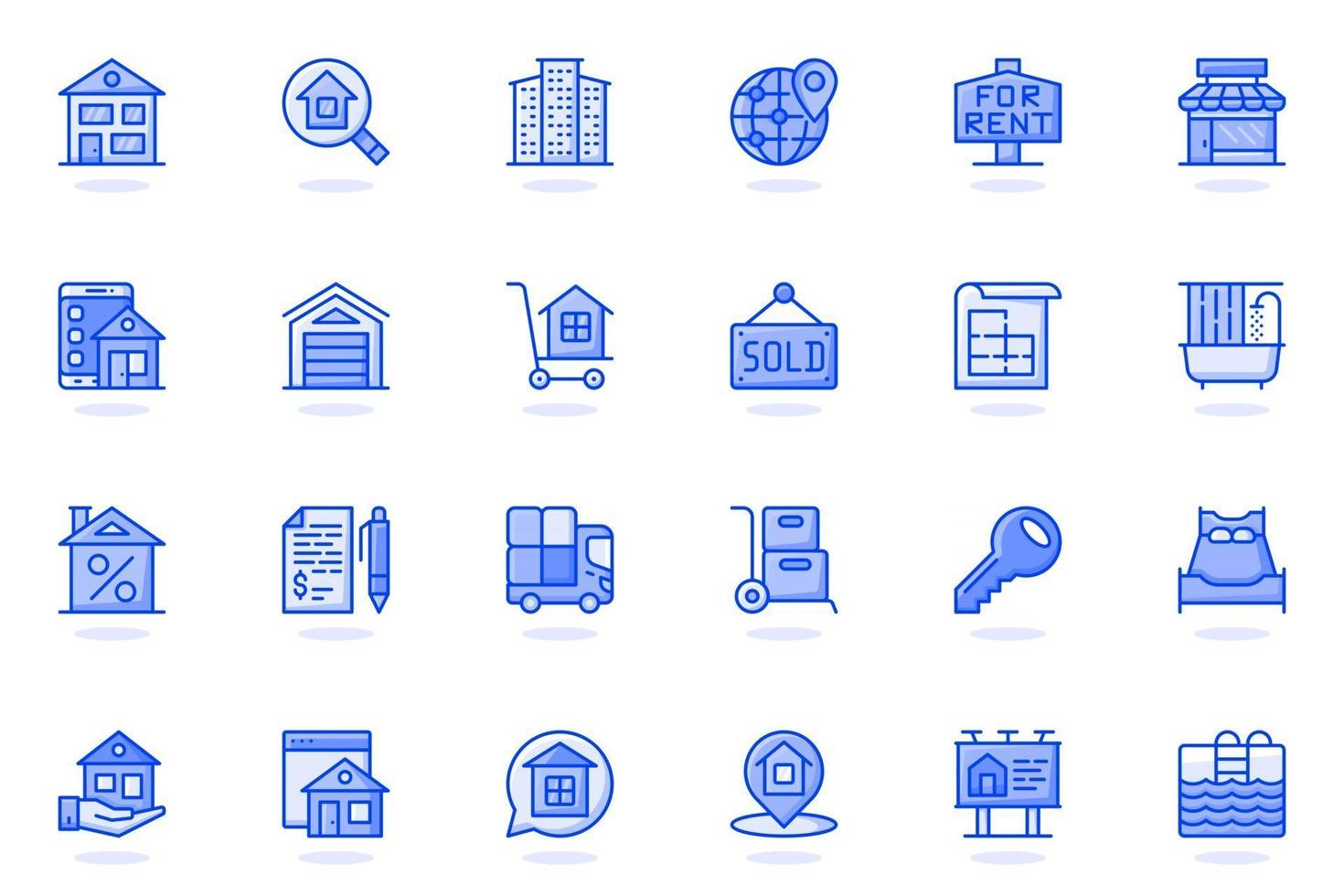 Real estate web flat line icon vector