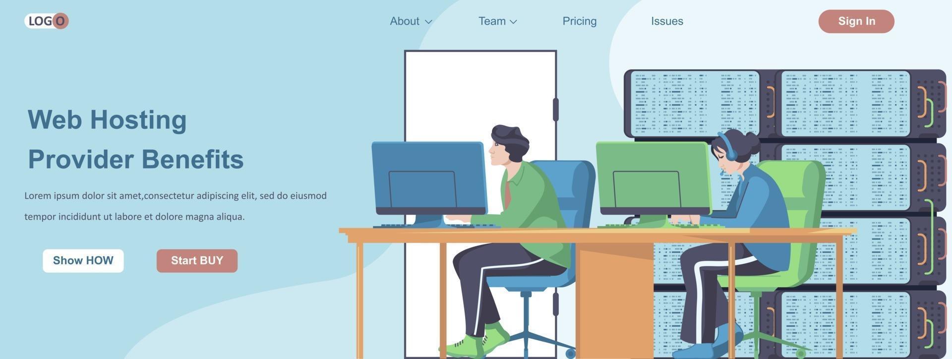 Web Hosting Providers Benefits banner concept vector