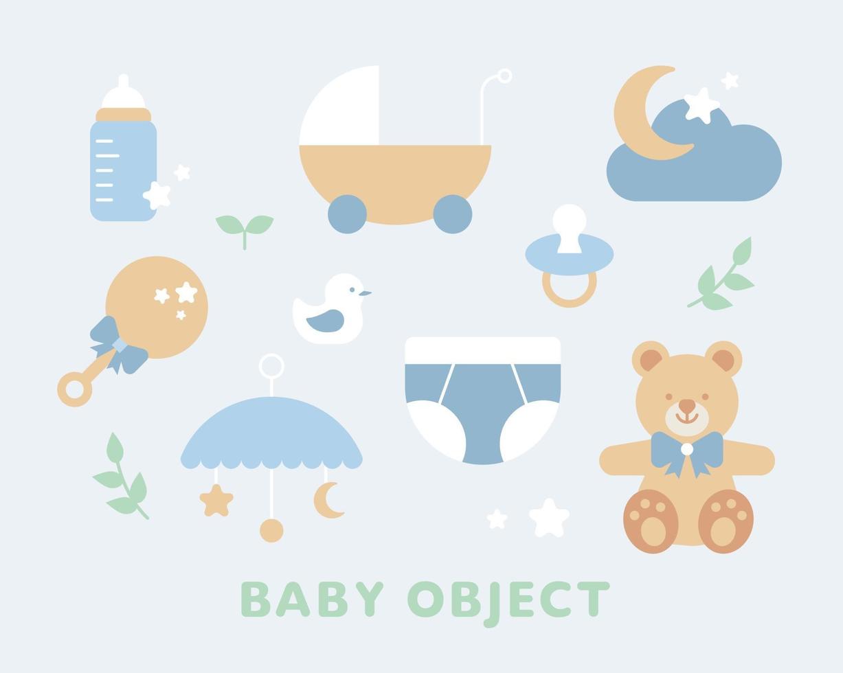 lindos iconos para bebés. Ilustración de vector mínimo de estilo de diseño plano.