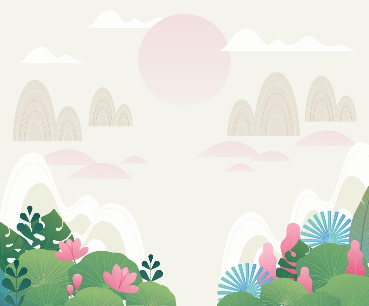 Mystic nature background with Asian traditional atmosphere. vector