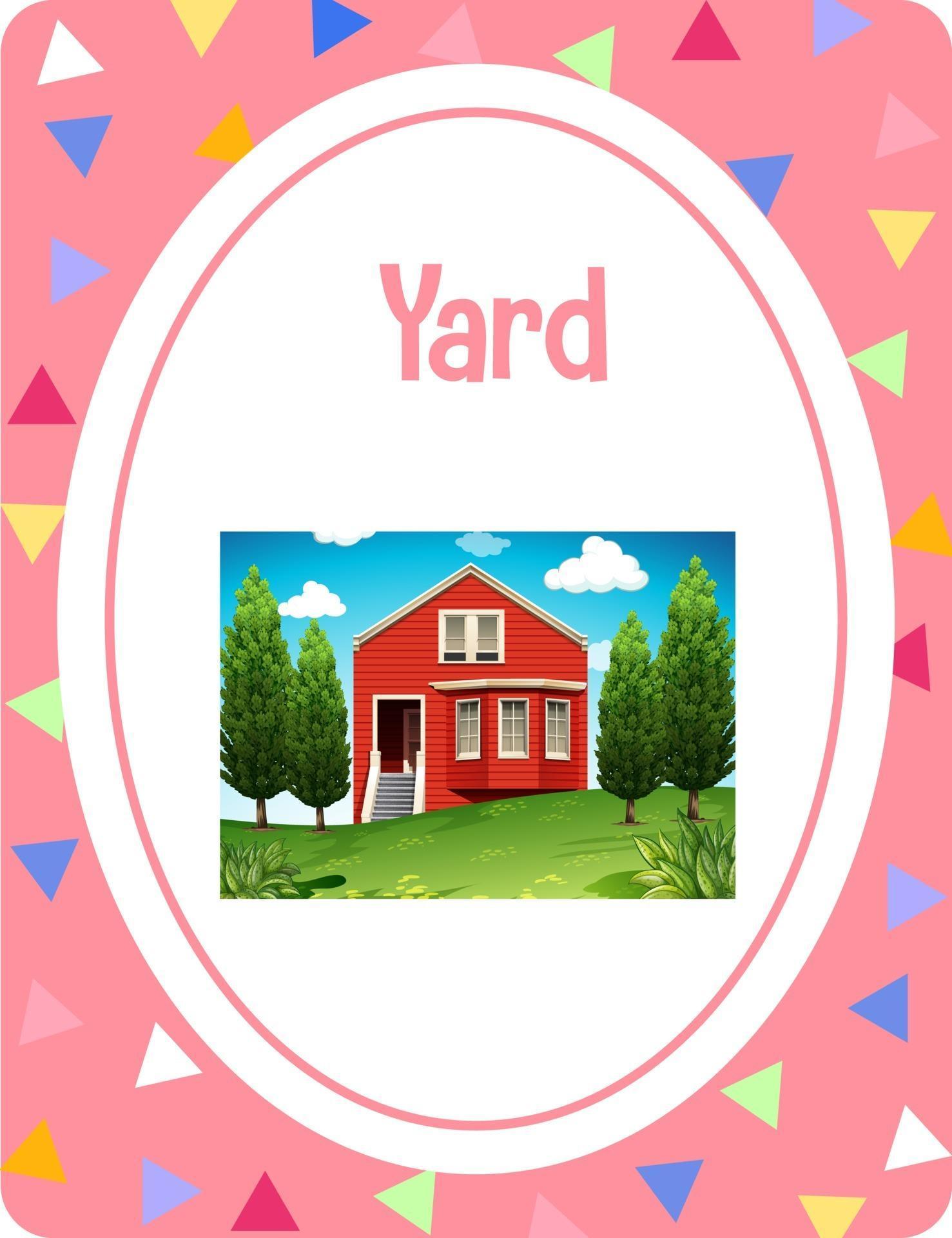 Vocabulary flashcard with word Yard 2887371 Vector Art at Vecteezy
