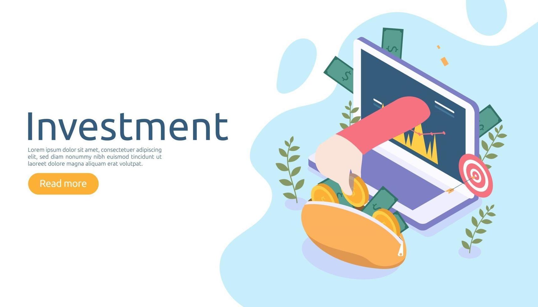 management or return on investment concept. online business strategic for financial analysis. isometric design vector illustration. template for web landing page, banner, presentation, social media.