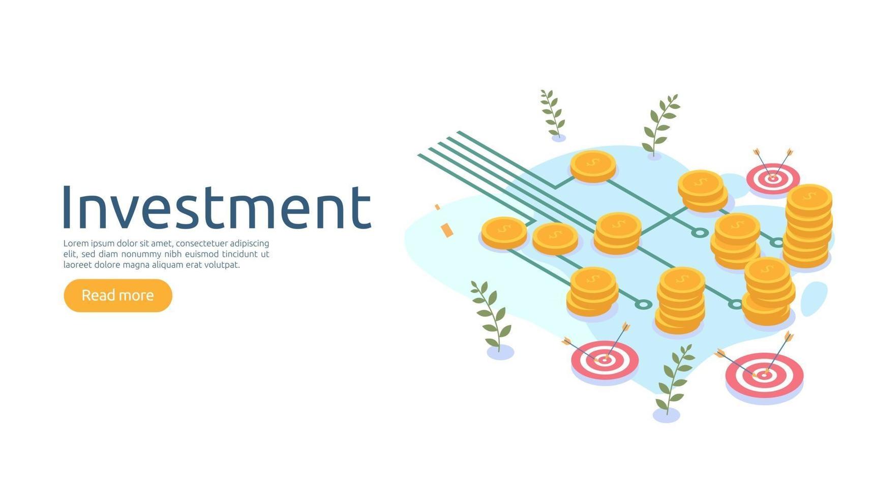 management or return on investment concept. online business strategic for financial analysis. isometric design vector illustration. template for web landing page, banner, presentation, social media.