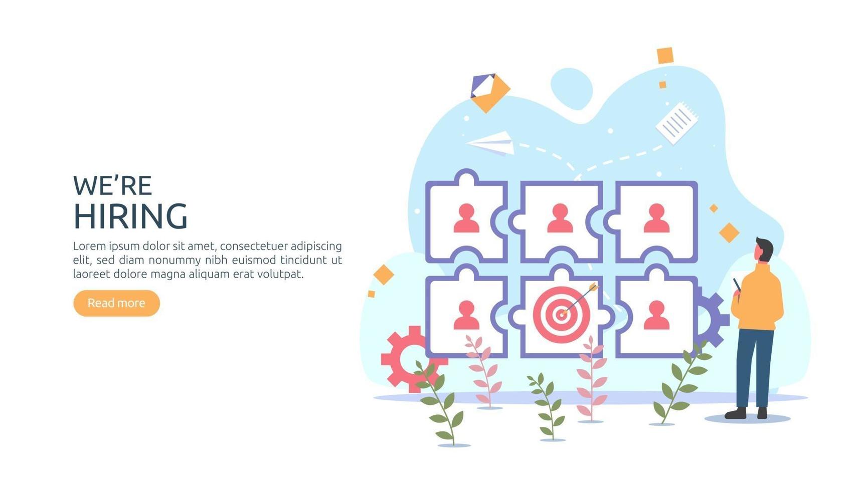 online recruitment or Job hiring concept with tiny people character. select a resume process. agency interview. template for web landing page, banner, presentation, social media. Vector illustration