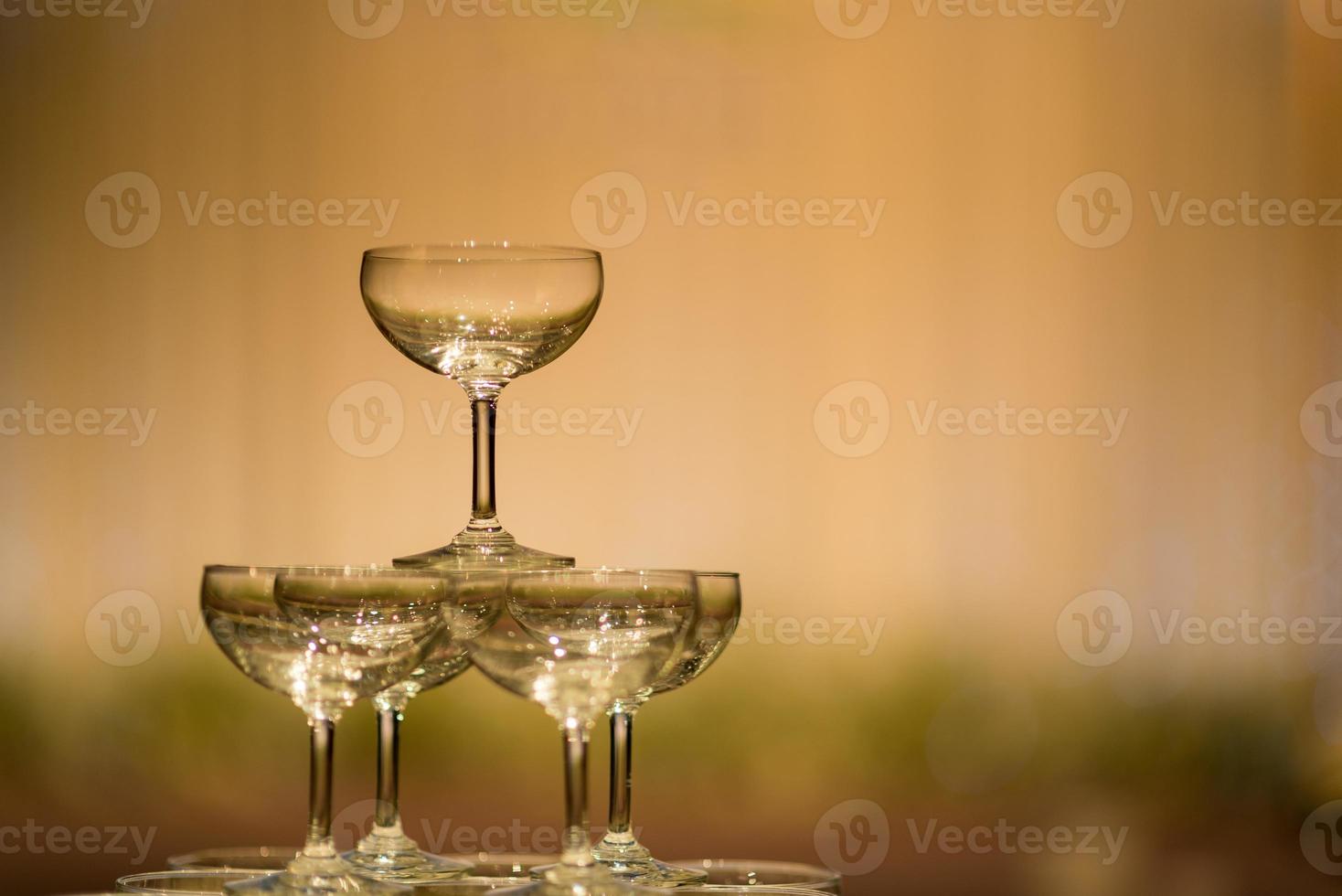 Empty wine glass with blur background photo